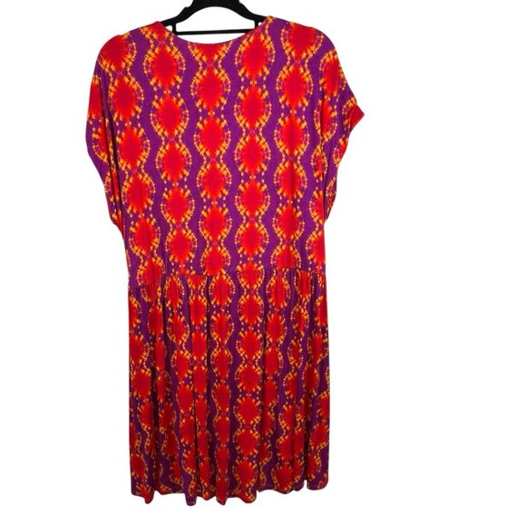 Soft Surroundings Kaveri Midi Dress Size 1X Wrap Front Tye Dye Boho Stretch - Picture 2 of 8